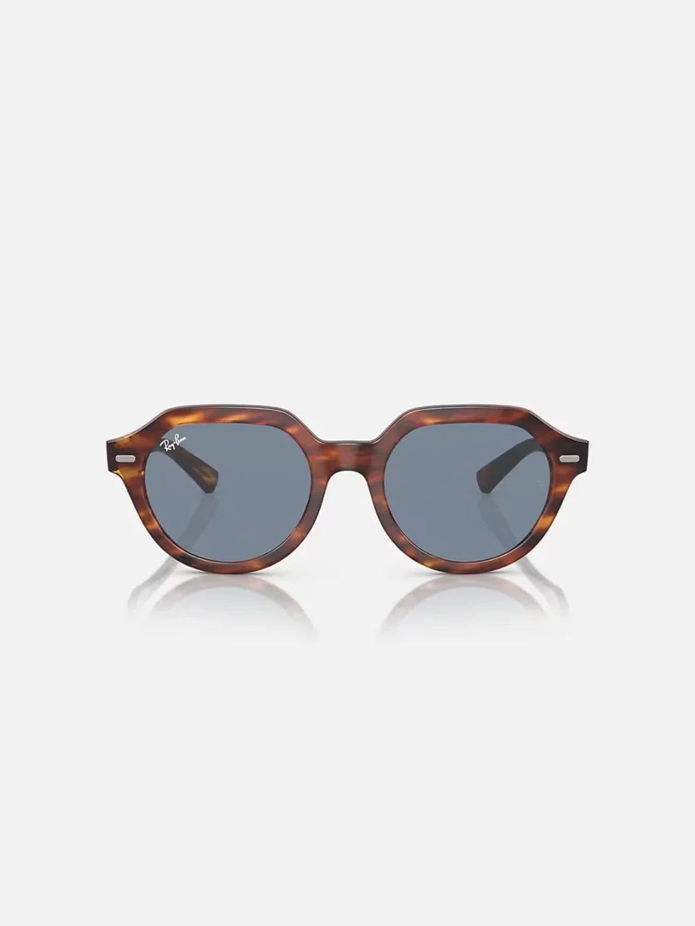 Ray-Ban Women’s “Gina” Tortoiseshell Frame Sunglasses with Blue Lenses